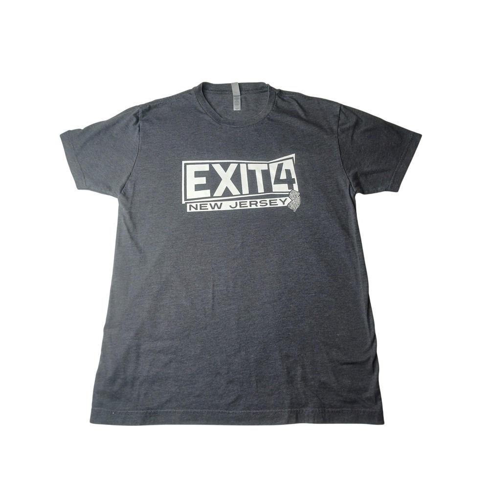 Next Level Apparel Graphic‎ Tee Mens Medium Gray Exit 4 New Jersey Short Sleeve